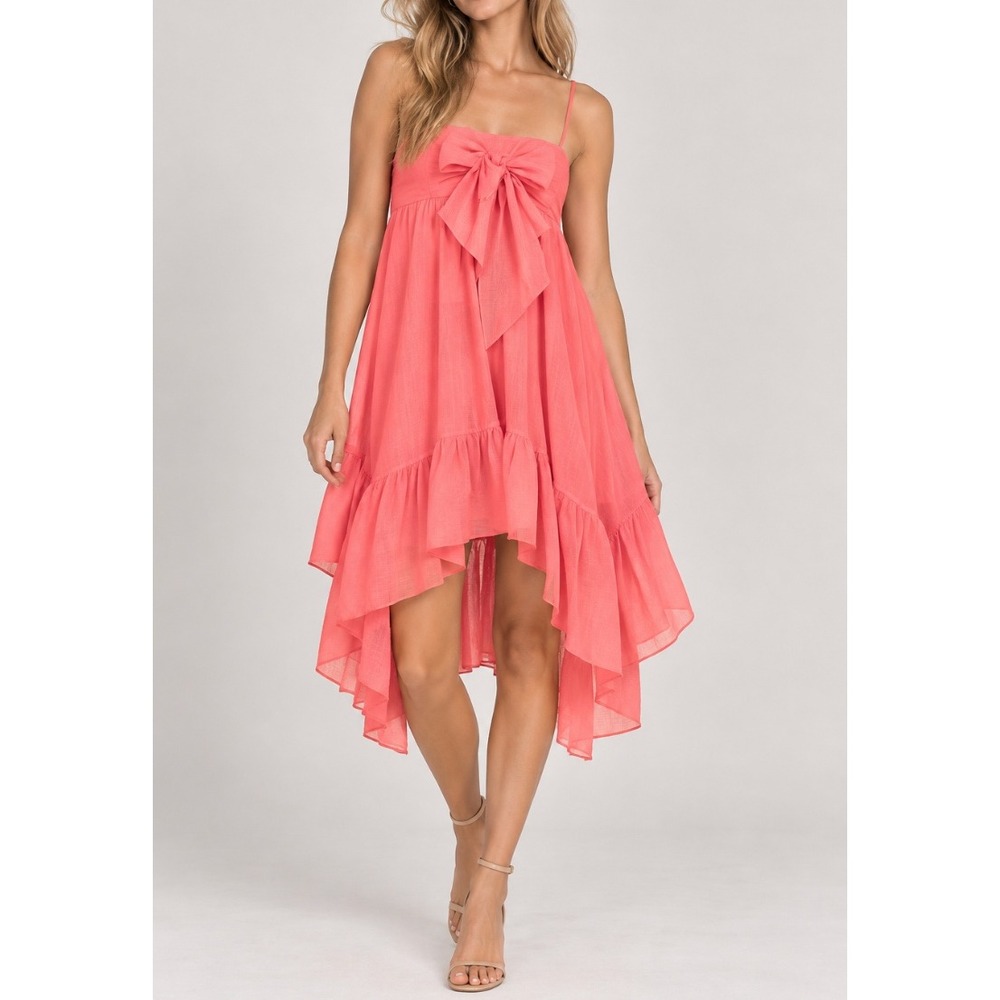 NEW J.Crew Pink Cotton Voile Ruffle Asymmetrical Midi Dress Sheer BU441 Small